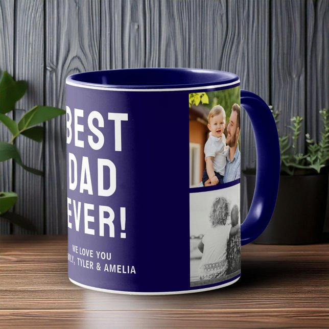 Best Dad Ever 4 Photo Collage Blue Mug (Creator Uploaded)