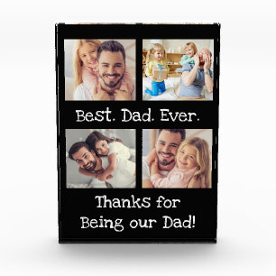 Best Dad Ever 4 Photo Collage Fun Keepsake Block