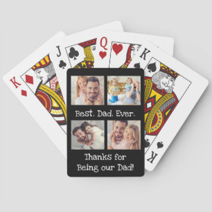Best Dad Ever 4 Photo Collage Fun Keepsake Playing Cards