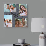 Best Dad Ever 4 Photo Collage Grey Square Wall Clock<br><div class="desc">Modern style photo clock for the best dad ever in neutral colour palette to suit your decor. The design is lettered with "best dad ever [year]" in skinny font typography and you can customize the year and also edit dad to papa or daddy for example, if required. The photo template...</div>