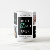 Best Dad Ever 4 Photo Personalized Mug with Names