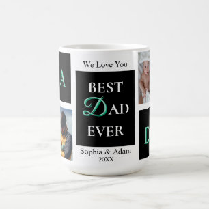 Best Dad Ever 4 Photo Personalized Mug with Names
