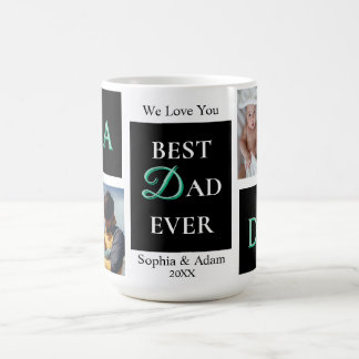 Best Dad Ever 4 Photo Personalized Mug with Names