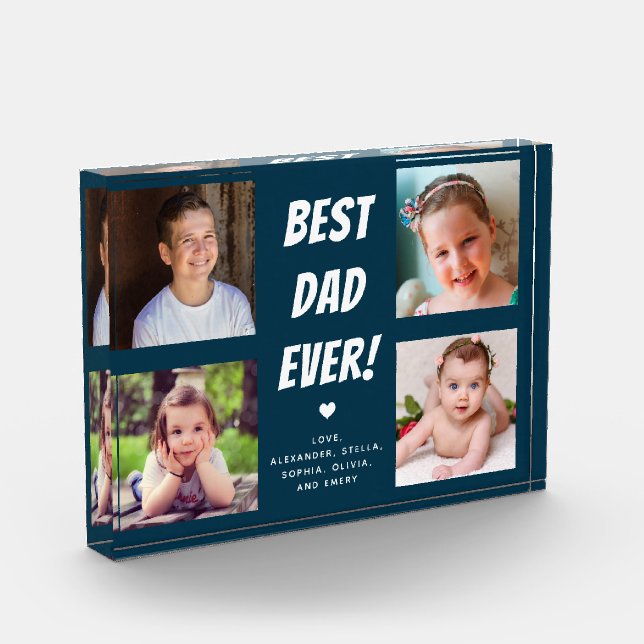 Best Dad Ever 4 Photos Family Photo Block (Left)