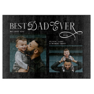 Best Dad Ever 4 Photos Modern Fathers Day Gifts Cutting Board
