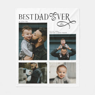 Best Dad Ever 4 Photos Modern Fathers Day Gifts Fleece Blanket