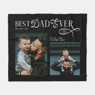 Best Dad Ever 4 Photos Modern Fathers Day Gifts Fleece Blanket