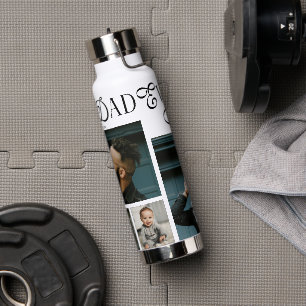 Best Dad Ever 4 Photos Modern Fathers Day Gifts Water Bottle