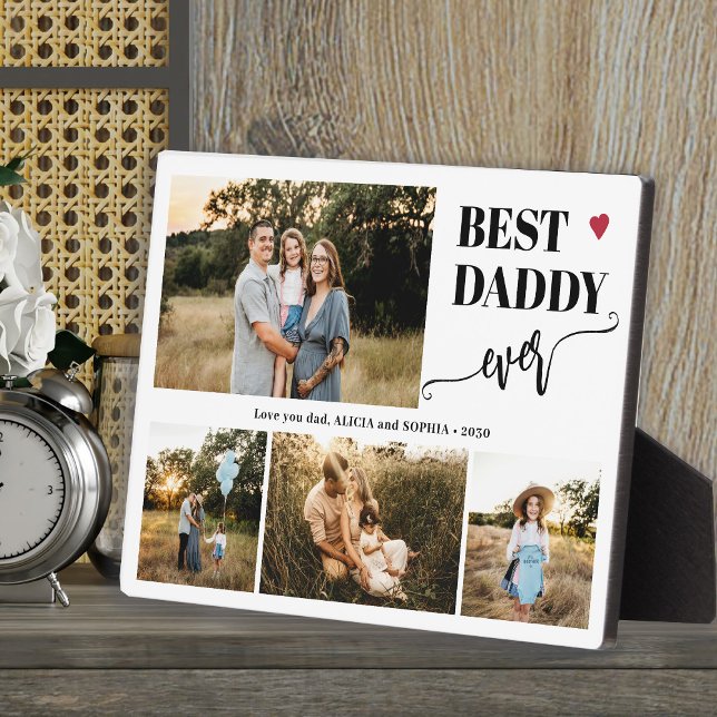 Best dad ever 4 photos personalized plaque (Creator Uploaded)