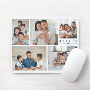 Best Dad Ever 5 Photo Collage Grid Personalized Mouse Pad