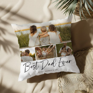 Best Dad Ever 5 Photo Collage Keepake Throw Pillow