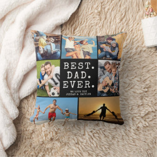 BEST DAD EVER 7 Photo Collage Your Colour Throw Pillow