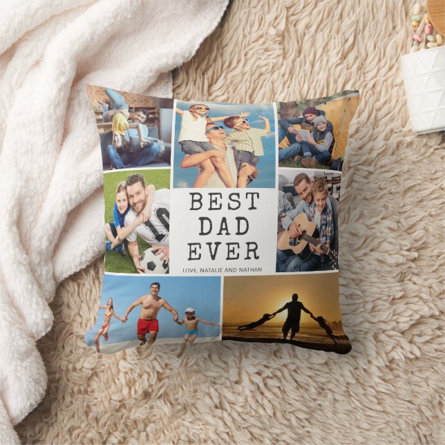 BEST DAD EVER 7 Photos Custom Colour Throw Pillow (Blanket)