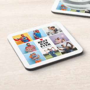 Best Dad Ever 8 Photo Collage Father's day Gift  Coaster