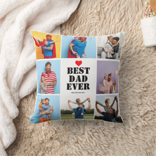 Best Dad Ever 8 Photo Collage Father's day Gift Throw Pillow