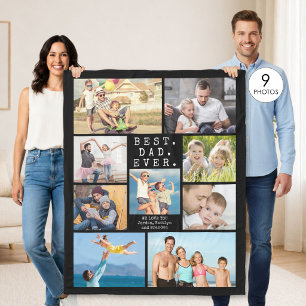 BEST DAD EVER 9 Photo Collage Personalized Fleece Blanket