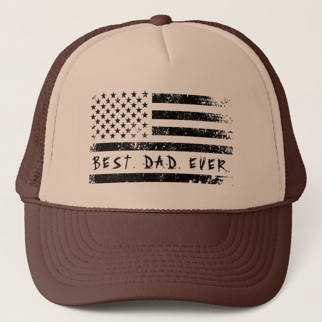 Best Dad Ever American Flag Fathers Day Gift Trucker Hat (Front)