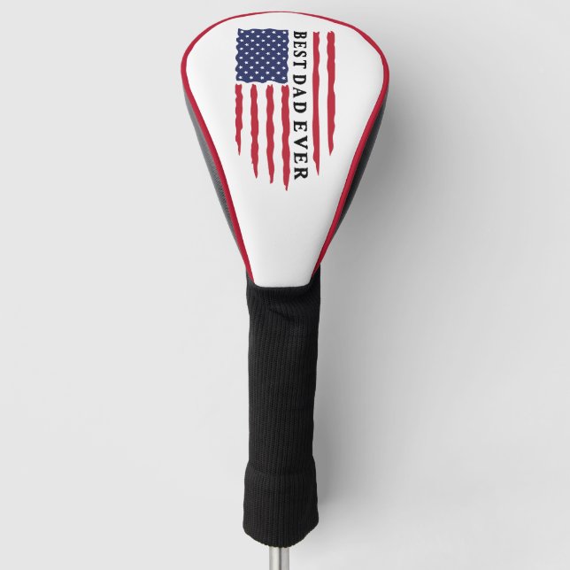 Best Dad Ever American Flag Golf Head Cover (Front)