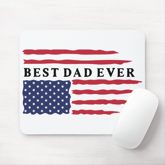 Best Dad Ever American Flag Mouse Pad (With Mouse)