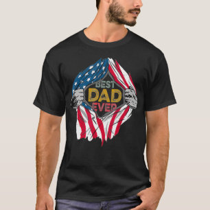 Best Dad Ever American Flag Super Hero Fathers T-Shirt