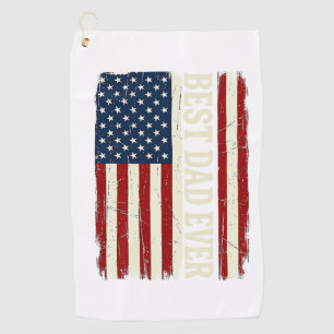 Best Dad Ever American Flag Vintage Vector Shirt_1 Golf Towel