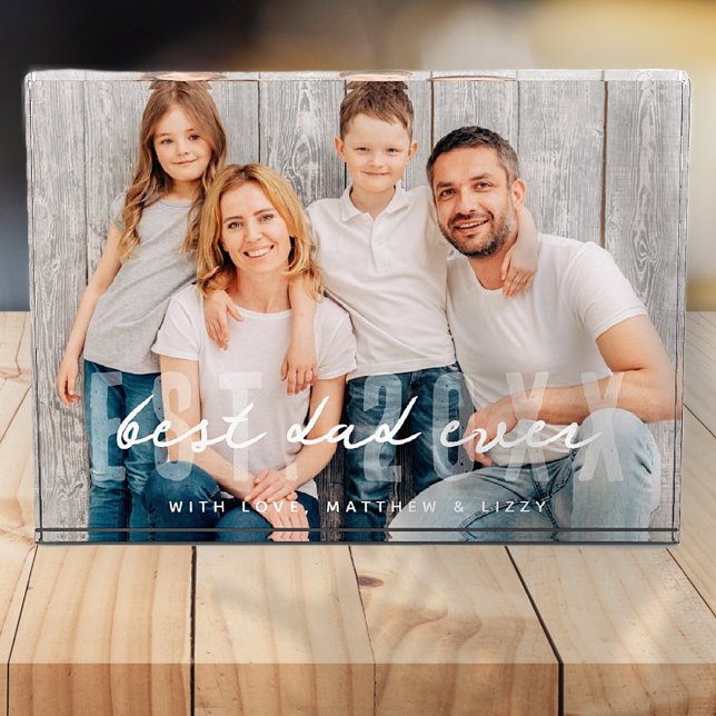 Best Dad Ever Athletic Modern Photo Father's Day Block (Creator Uploaded)