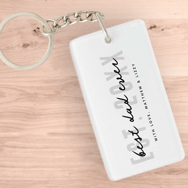 Best Dad Ever Athletic Modern Preppy Father's Day Keychain (Creator Uploaded)