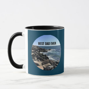 Best Dad Ever Atlantic Ocean Rocky Shore Blue Mug