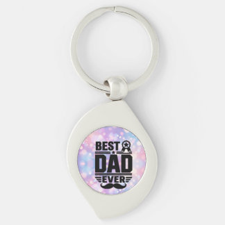 Best Dad Ever Award Ribbon Moustache Gift Keychain