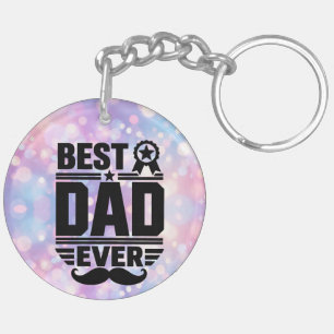 Best Dad Ever Award Ribbon Moustache Gift Keychain
