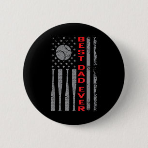 Best Dad Ever Baseball Fan With Vintage Usa Flag F 2 Inch Round Button