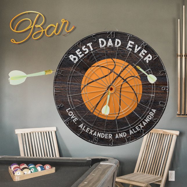 Best Dad Ever Basketball  Distressed text Dartboard (Creator Uploaded)