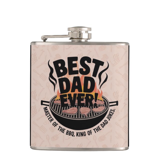 Best Dad Ever BBQ Design – King of the Grill  Hip Flask (Front)