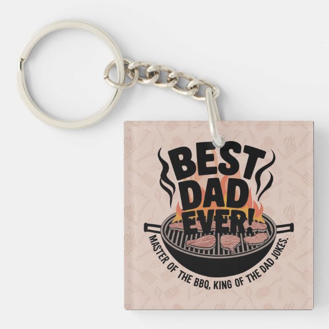 Best Dad Ever BBQ Design – King of the Grill  Keychain (Front)