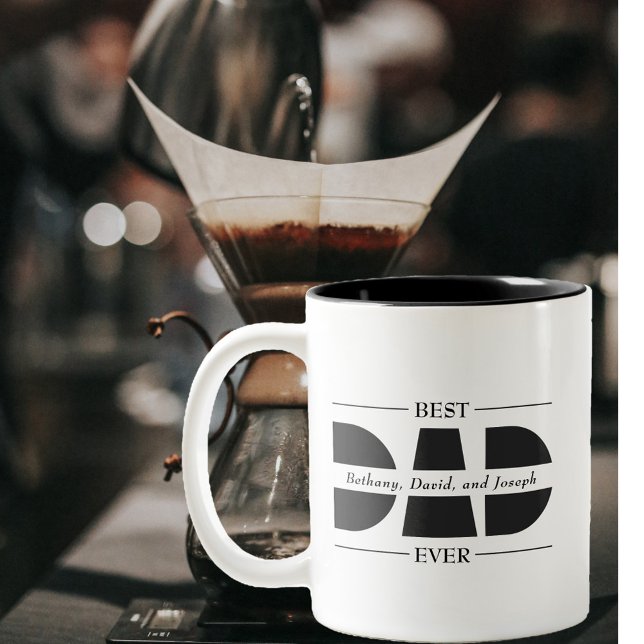 Best Dad Ever Black and White Two-Tone Coffee Mug (Creator Uploaded)
