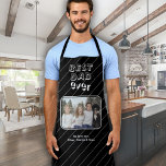 Best Dad Ever Black Custom Photo Keepsake  Apron<br><div class="desc">Best Dad Ever Black Custom Photo Keepsake Apron. Make a personalized apron for the best dad ever. White modern typography on a black background with stripes. Add your favourite photo and customize the text with your names. You can change any text on the apron. A lovely keepsake for a birthday,...</div>