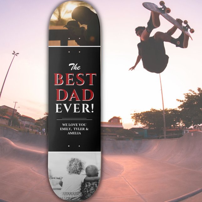 Best Dad Ever Black Father`s Day 2 Photo Collage Skateboard (Creator Uploaded)