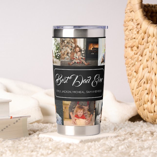 Best Dad Ever Black Photo Collage Insulated Tumbler (Living Room)