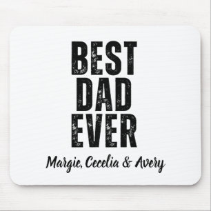 Best Dad Ever Black Script Personalized Name Gift Mouse Pad