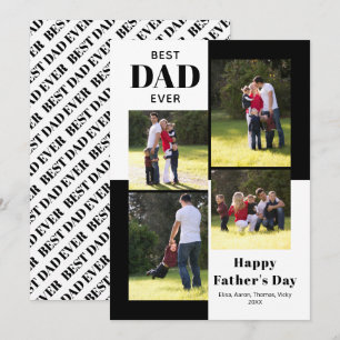 Best Dad Ever black, white Father's Day photo card