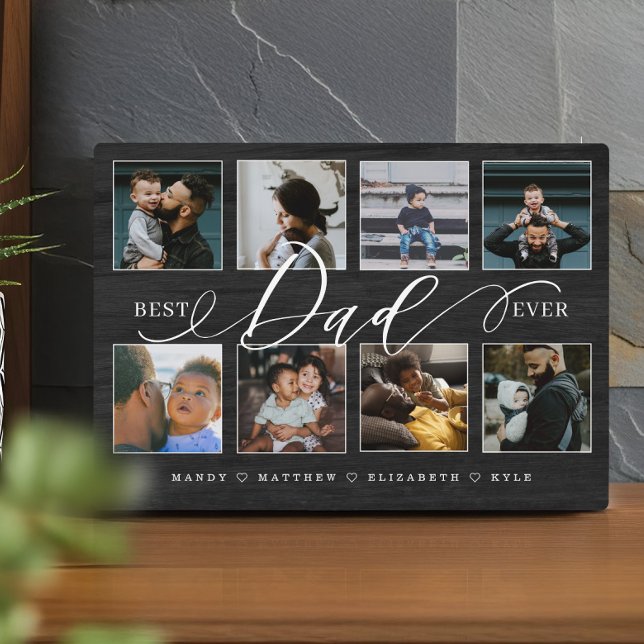 Best Dad Ever Black Woodgrain Photo Collage Plaque (Best Dad Ever Black Woodgrain Photo Collage Plaque)
