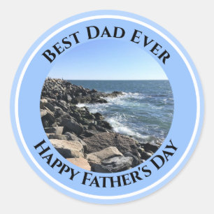 Best Dad Ever Blue Atlantic Ocean Classic Round Sticker