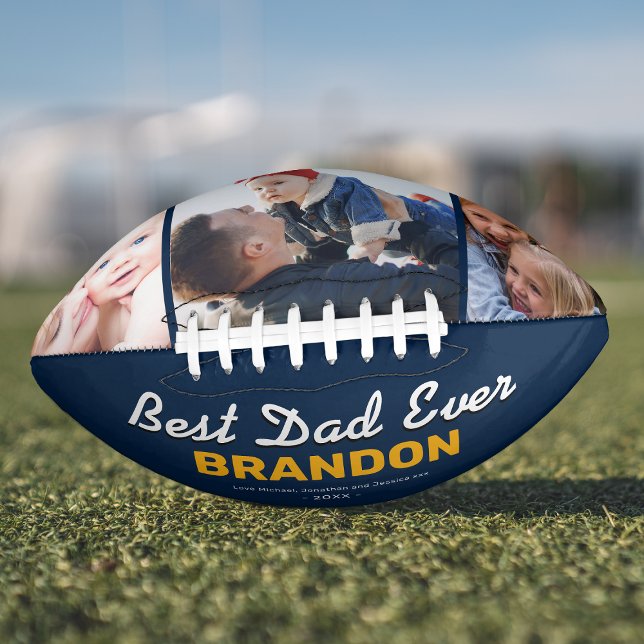 Best Dad Ever Blue Custom Photo Football (Creator Uploaded)