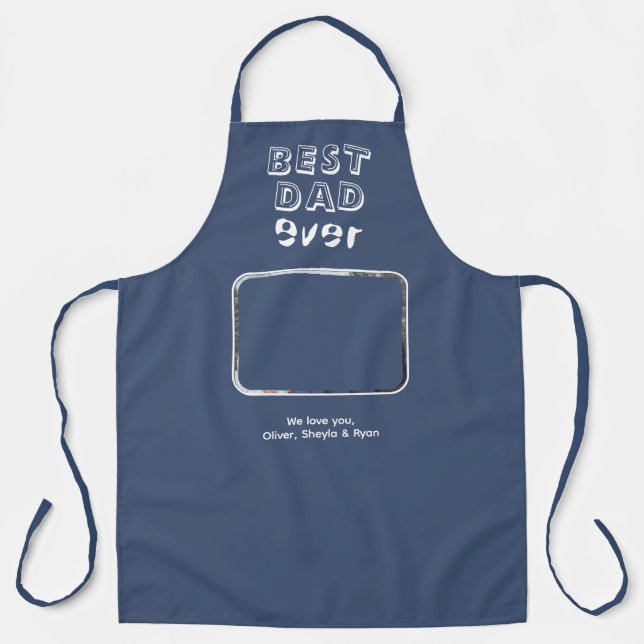 Best Dad Ever Blue Custom Photo Keepsake Apron (Front)
