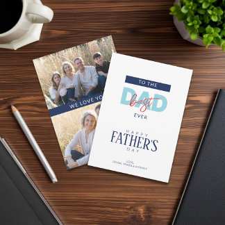 Best Dad Ever Blue Happy Father’s Day Photo Card