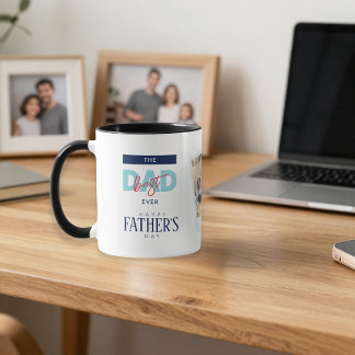 Best Dad Ever Blue Happy Father's Day Custom Photo Mug