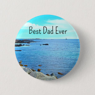  Best Dad Ever Blue Ocean Photo Azure Sky 2 Inch Round Button