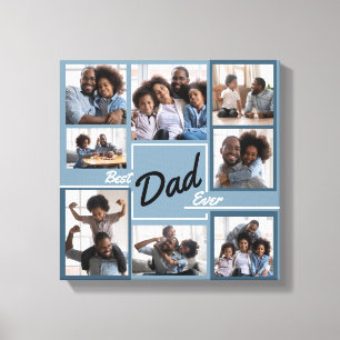 Best Dad Ever Blue Photo Collage Father’s Day  Canvas Print