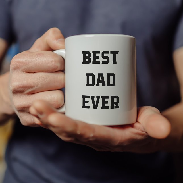 Best Dad Ever | Bold Modern Text and Photo Coffee Mug (Creator Uploaded)