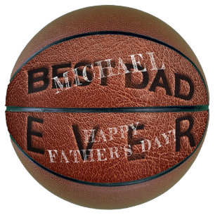 Best dad ever brown leather stamp Father's Day  Basketball